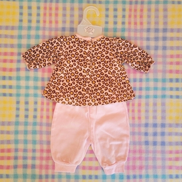 GERBER ♡ Precious Sweet Baby Girl Pink|Brown|Tan 2pc Leopard Print Outfit NB|3M - Picture 4 of 17